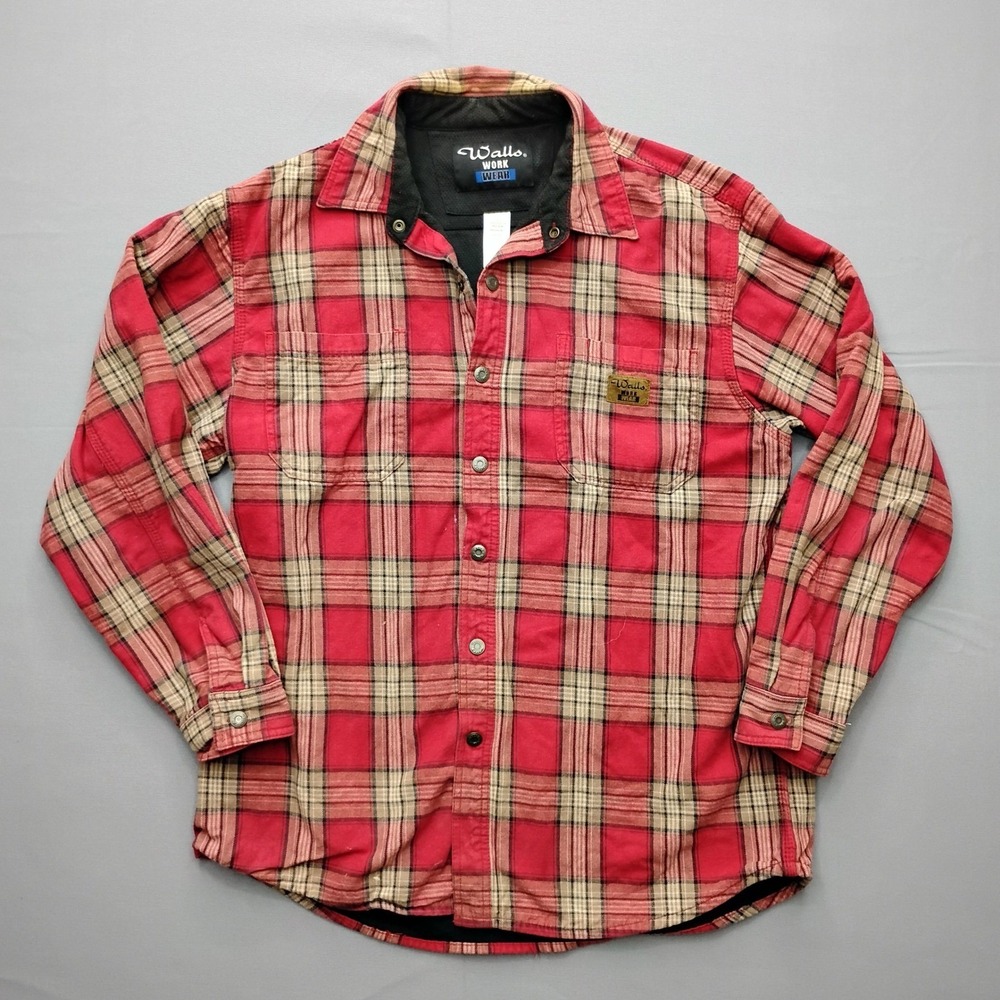 Walls Work Wear Mens Large Red Plaid Lined Flannel Shirt Jacket K59005WHRD